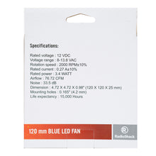 Load image into Gallery viewer, 120mm Blue LED Fan
