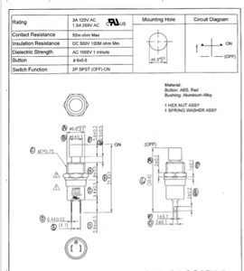 250VAC 2P SPST (OFF)-ON Mini Momentary Push Button Switches, 1.5A (4-Pack)