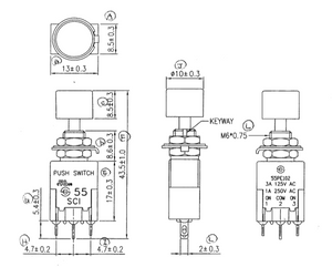 125VAC SPDT Mini Push Button On/Off Switch, 3A