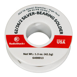 SnPbAg 62/36/2 Silver-Bearing Rosin-Core Solder, 0.022" Diameter - 1.5 oz.