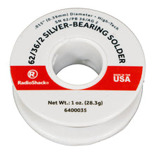 Load image into Gallery viewer, SnPbAg 62/36/2 Silver-Bearing Rosin-Core Solder, 0.015&quot; Diameter - 1.0 oz.
